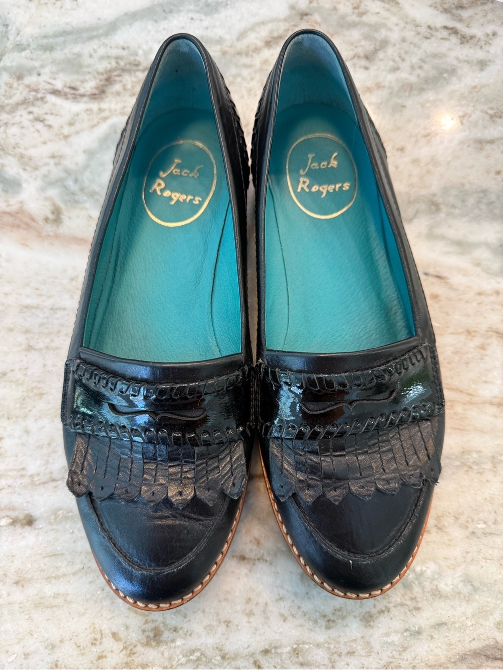 Jack Rogers Black Leather Slide Loafers Flat Shoes Womens 6
